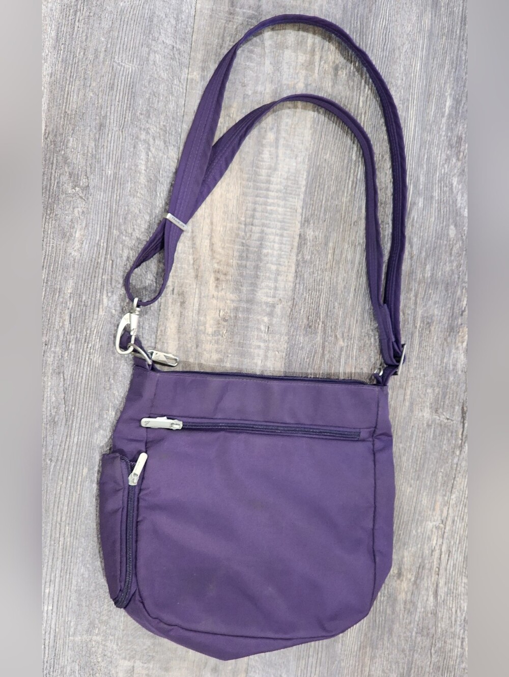 TRAVELON | Anti-Theft Classic North/South Crossbody Shoulder Bag  L| Purple - Picture 2 of 11